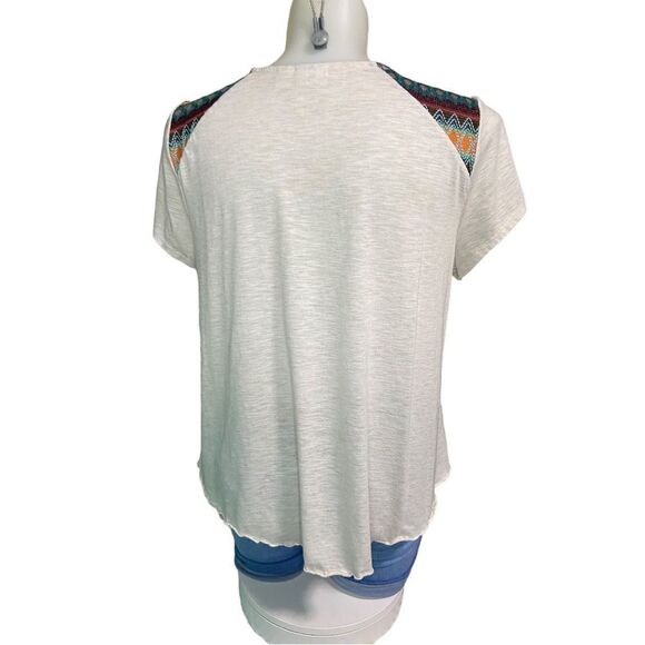 Cato Short Sleeve Bohemian Layered Colorful Embroidered Tee Plus Size 18/20W - Picture 10 of 16